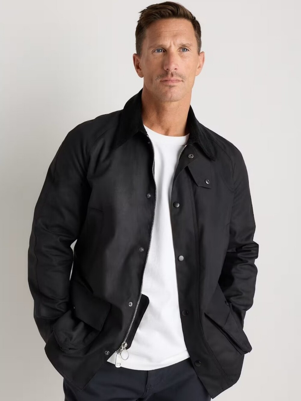 Quince Organic Waxed Cotton Barn Jacket - Vintage Black